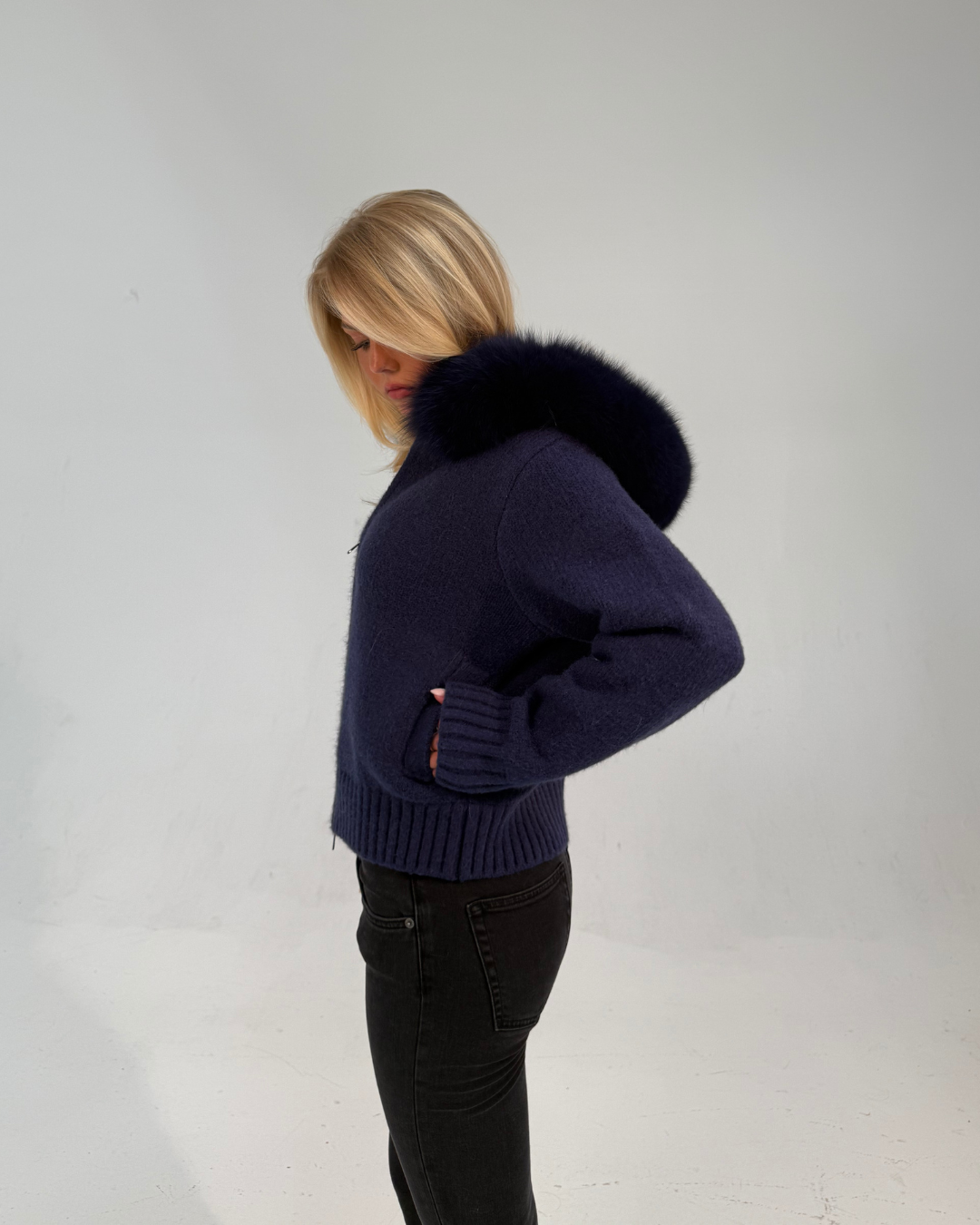 Fur Jacket - Navy Blue