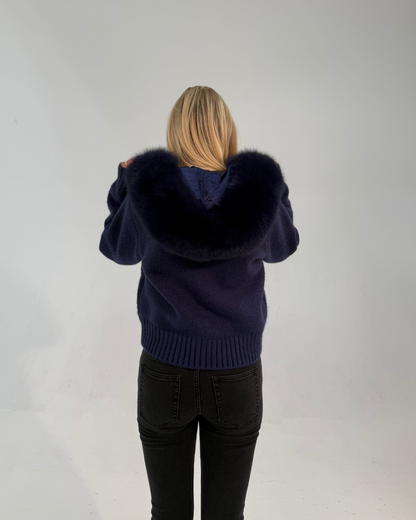 Fur Jacket - Navy Blue