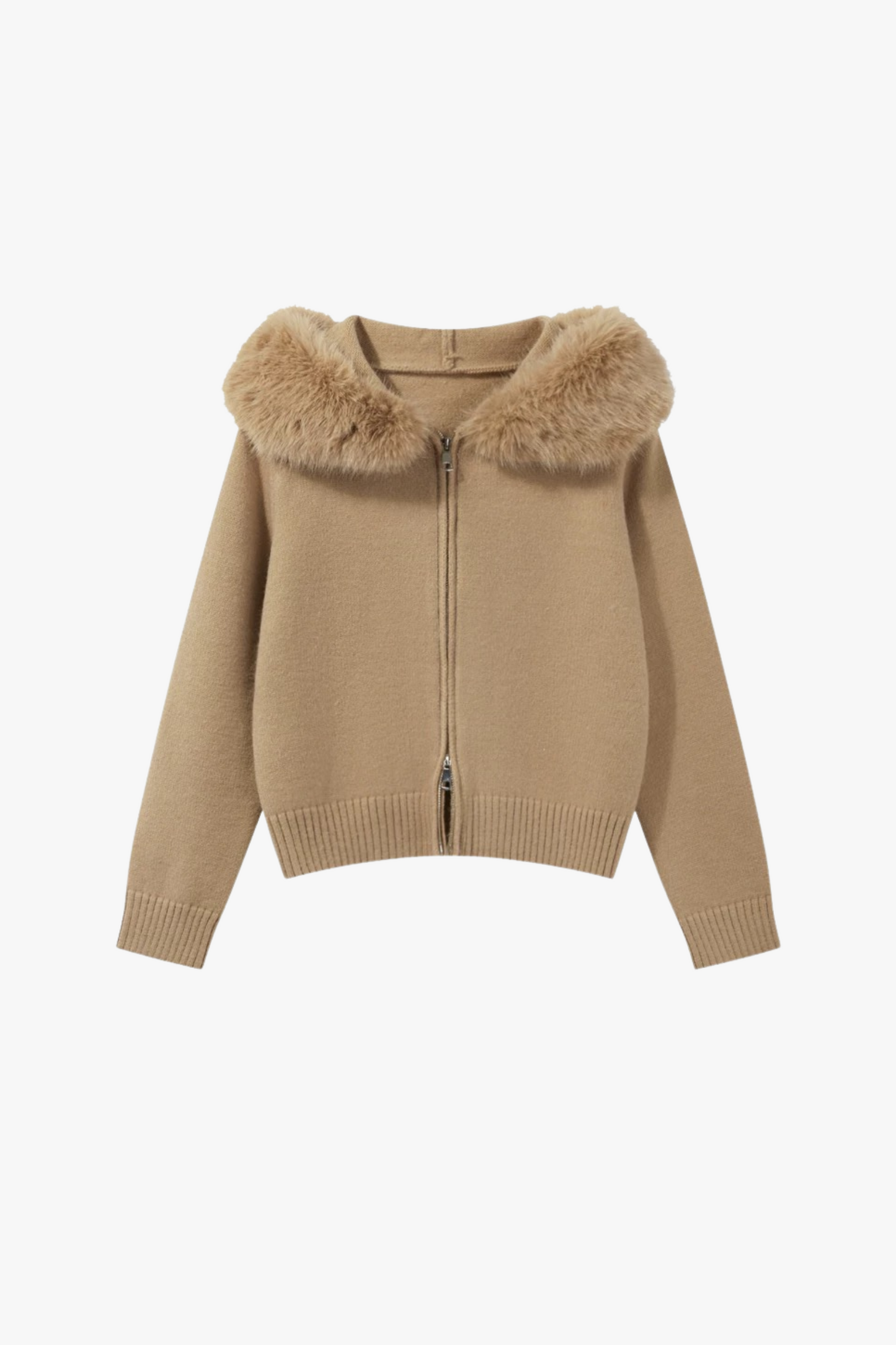 SORA – STRICKJACKE MIT KUNSTFELLKRAGEN