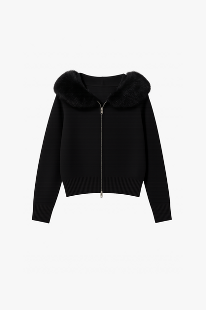 SORA – STRICKJACKE MIT KUNSTFELLKRAGEN