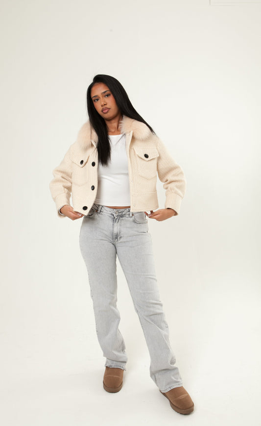 Button Up Wool Jacket - Off White